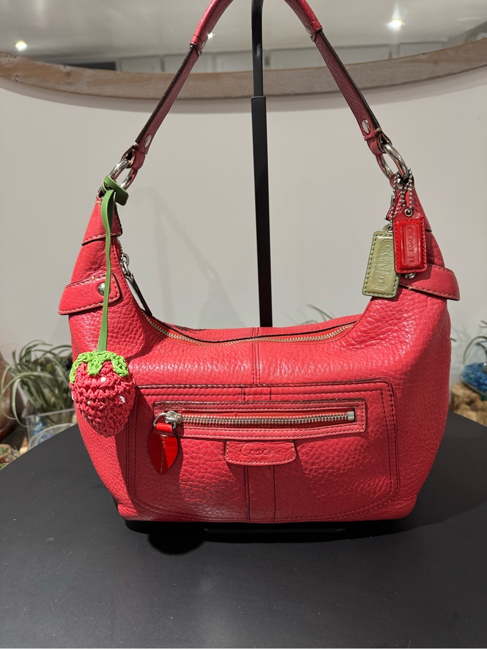 Vintage Coach Legacy Red Pebbled Leather Hobo Purse 13152